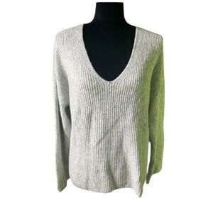 Treasure &‎ Bond Womens Light Gray Chunky V-Neck Sweater Small